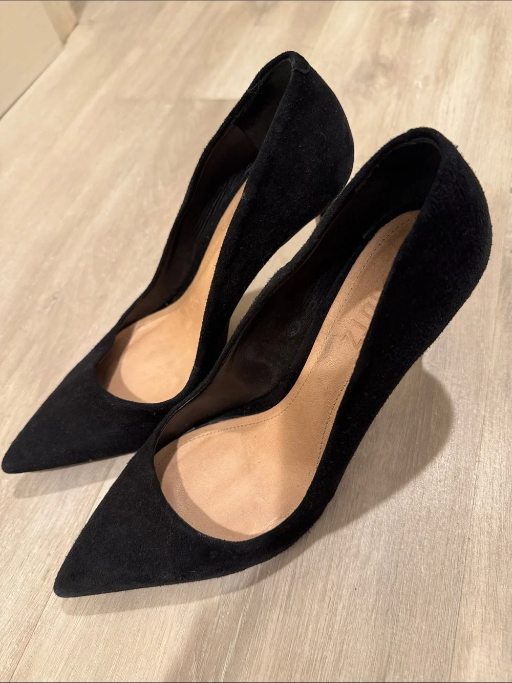 SCHUTZ Black Suede Pointed-Toe Stiletto Pumps